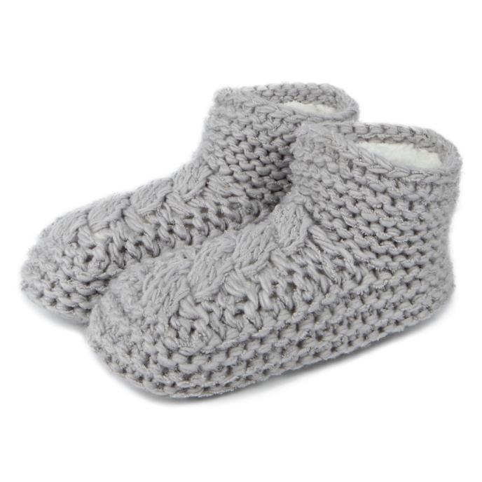 totes Ladies Chunky Knit Booties Grey Extra Image 2